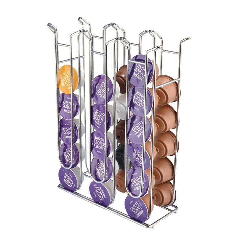 

Iron Chrome Plating Stand Display Rack For Dolce Gusto Capsule Metal Coffee Pod Holder Tower Storage Capsule Organizer Tools
