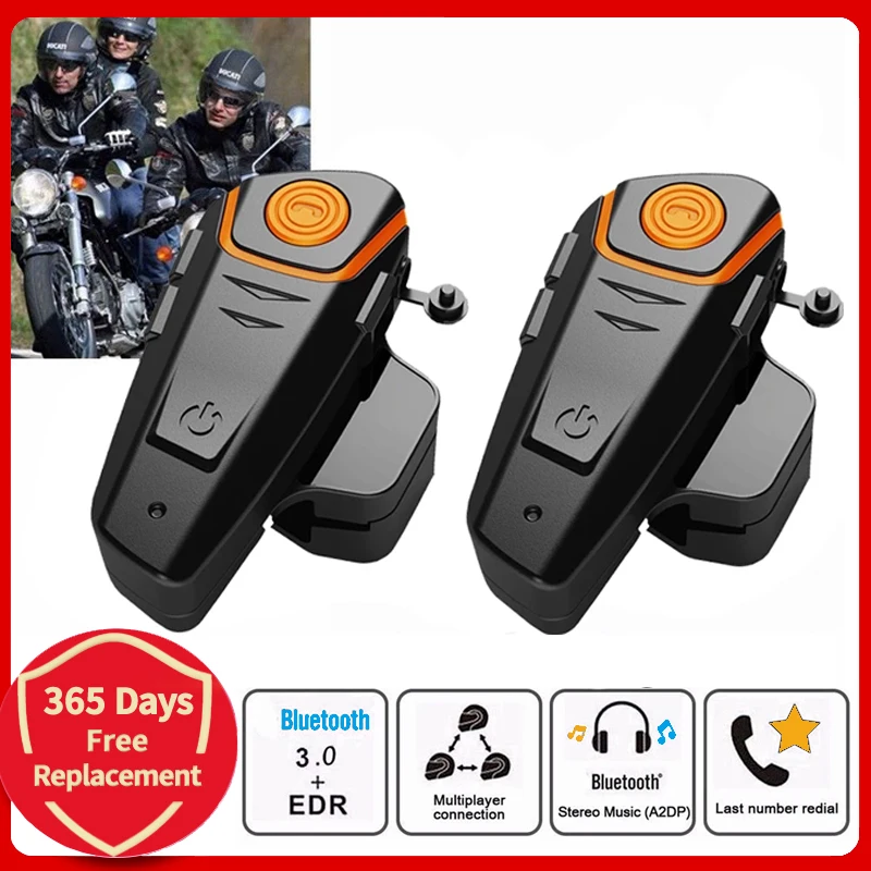2 x 1000M BT-S2 Bluetooth Interphone Motorcycle Helmet intercom Headset MP3 FM 