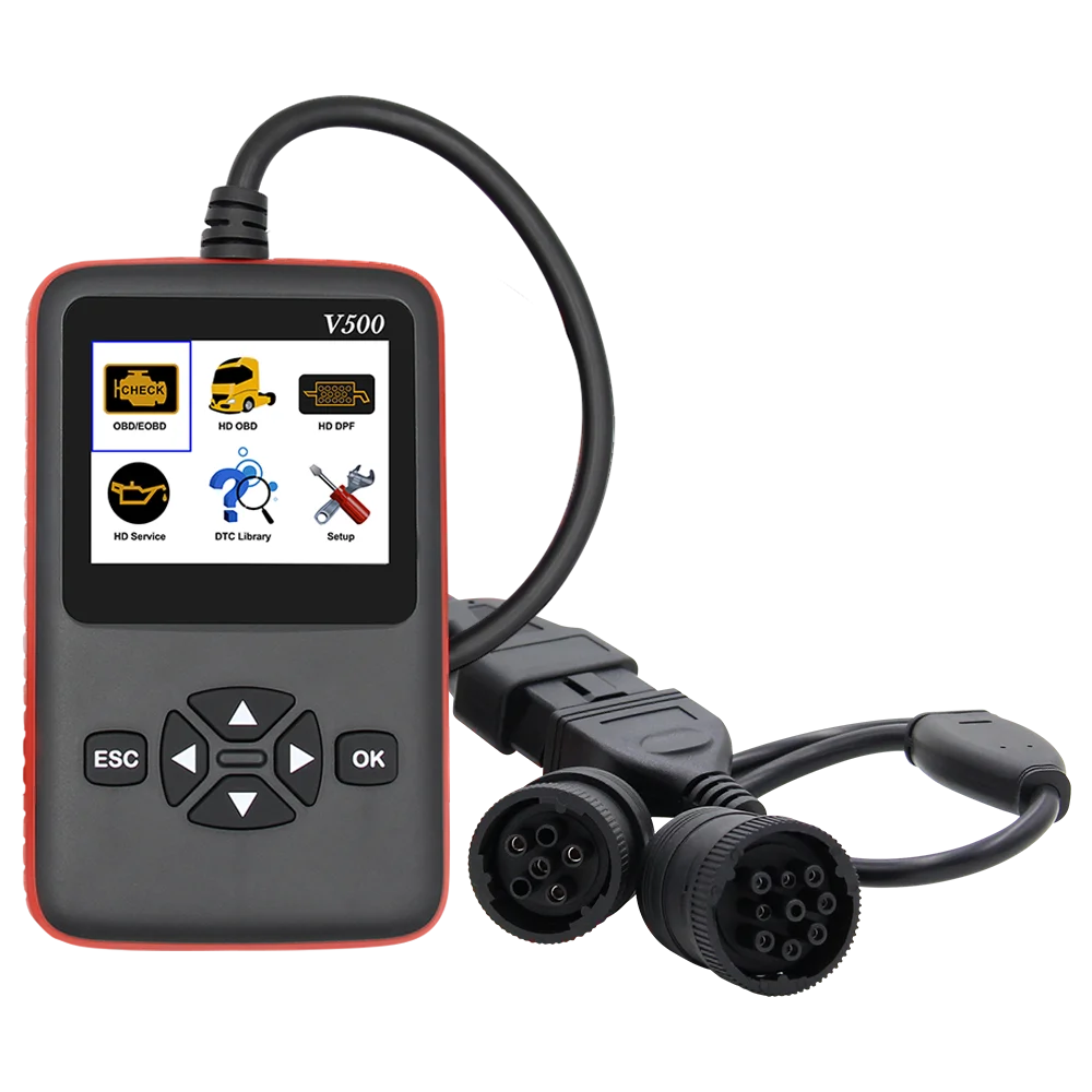 Автомобильный грузовик Obd2 сканер V500 HD сверхмощный грузовик Многоязычная Диагностика код ридер грузовик obd двойное использование авто диагностический инструмент