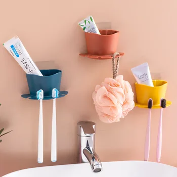 

Plastic Toothbrush Holder Wall Mounted Toothpaste Storage Rack Bathroom Organizer Tooth brush Dispenser Accessories Sets Tools