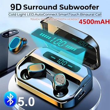 

TWS Bluetooth 5.0 Wireless Earphones Touch Control Fingerprint Touch Control Noise Reduction HiFi Stereo Headset w/Charging Case