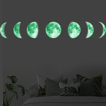 

30cm Moon phase 3D Luminous Wall Sticker living room decoration Glow in the dark Mural bedroom Art Decals Moon eclipse stickers
