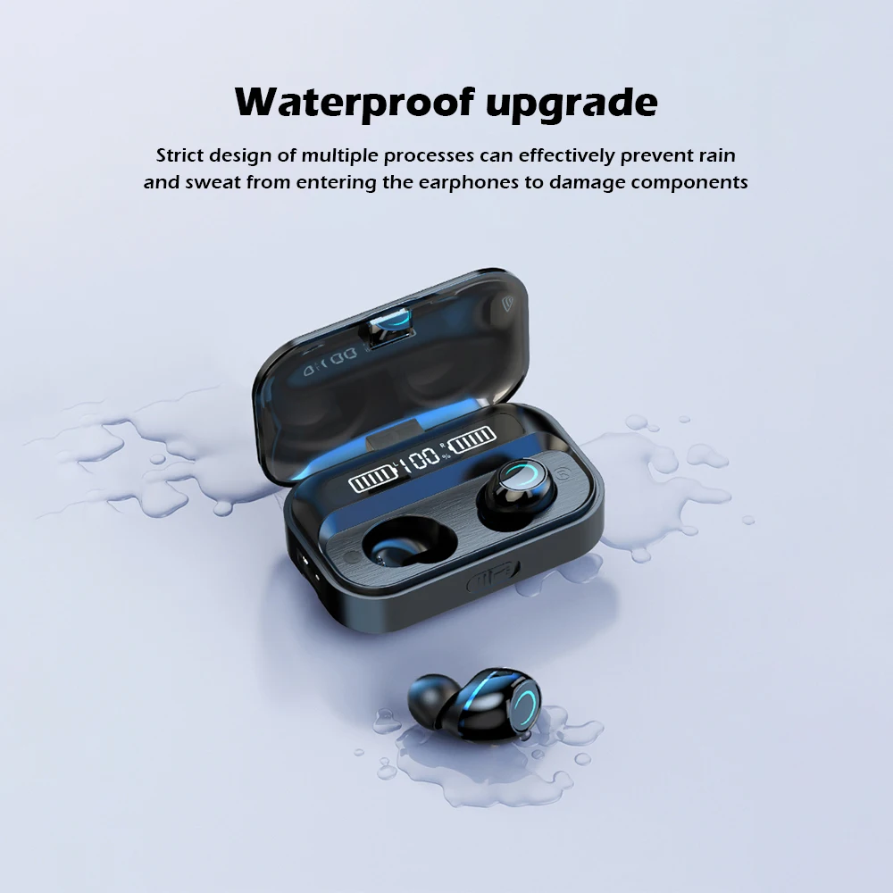 TWS Bluetooth наушники гарнитура 5,0 беспроводные бинауральные наушники 9D объемный звук спортивная водонепроницаемая гарнитура+ 1500 мАч Зарядное устройство