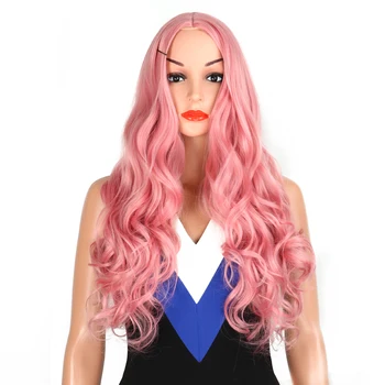 

synthetic hair pink long body wave wig women 55 cm long natural wave women's wigs long cosplay MCOLOR