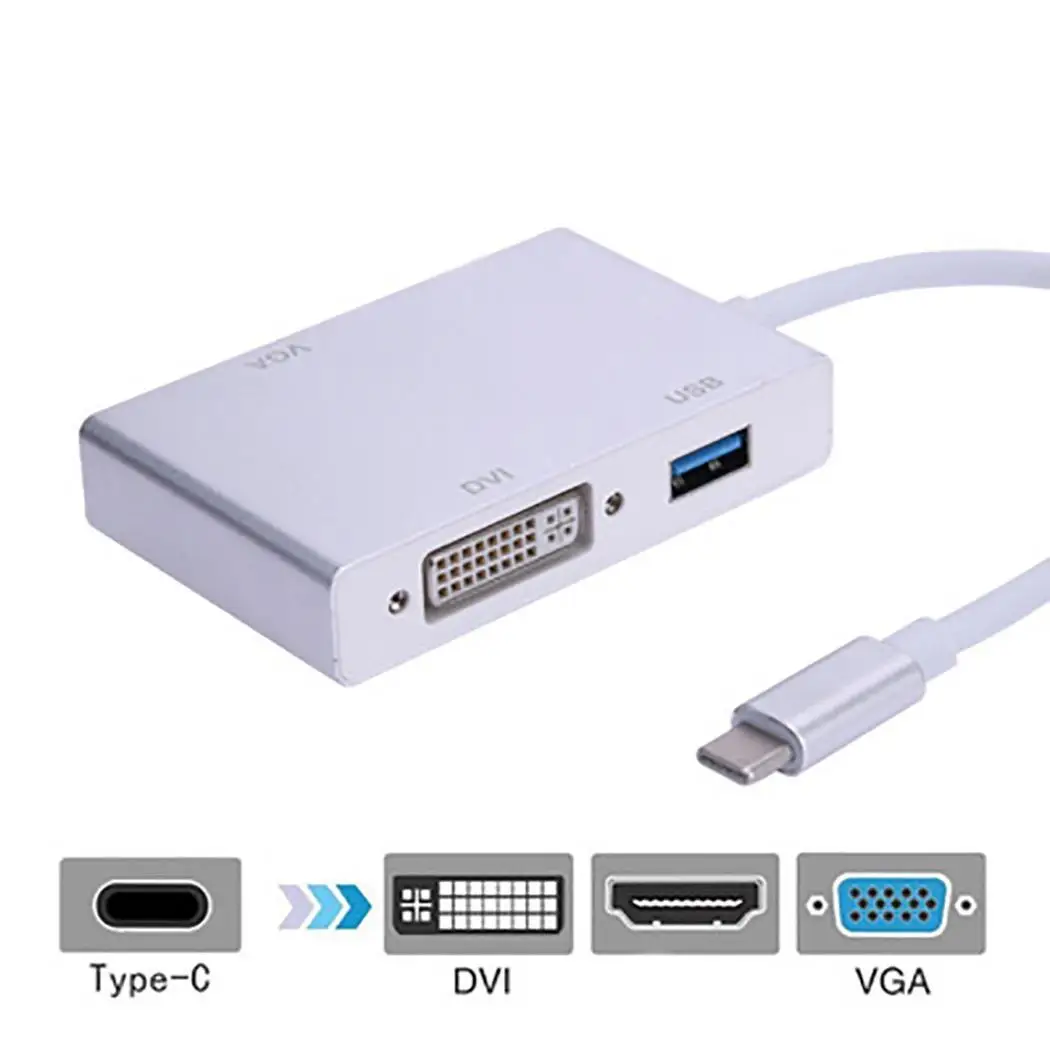 USB C к 4K адаптер USB 3,1 type C к VGA DVI концентратор адаптер кабель