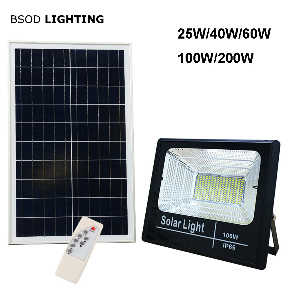 Lampes solaires à LED lampe d'inondation extérieure alimentée par le soleil 100W  BSOD projecteur éclairage blanc pour jardin rue Garage