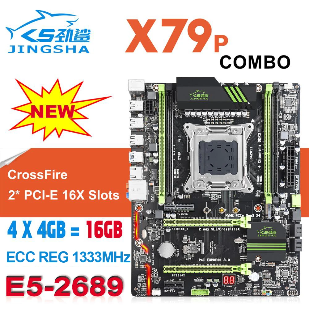 ^Cheap X79 -P Motherboard LGA 2011 Combo w/ E5 2689 CPU set, 4-Ch 16GB=4 X 4GB DDR3 RAM 1333MHz DDR3 ECC REG Support USB3.0 SATA3 M.2