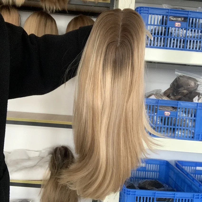 

Еврейский Топпер, мягкие шелковистые европейские натуральные человеческие тонкие волосы, Шелковый Топпер, темные корни с хайлайтером, Кошерные волосы, бесплатная доставка