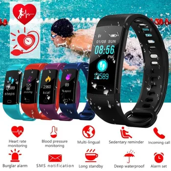 

Fitness Sport Tracker Bluetooth Bracelet Color Screen Y5 Smartband Heart Rate Monitor Blood Pressure Measurement Smart Watch hs