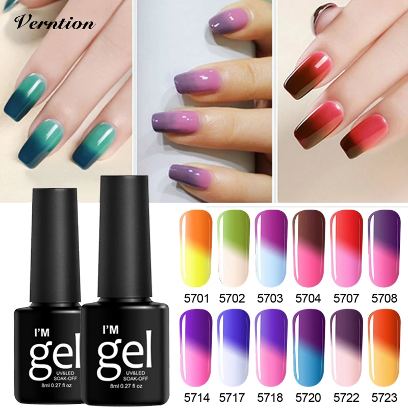 

Verntion Long Lasting Chameleon Gel Nail Polish Thermal Gel Nail Rainbow Color Temperature change Gel Lacquer Nail Varnish