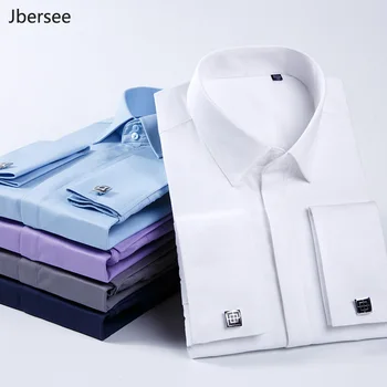 

Jbersee Plus Size Men Fashions French Cuff Luxury Shirt Men Slim Fit Casual Brand Long Sleeve Wedding Party Mens Dress Shirts