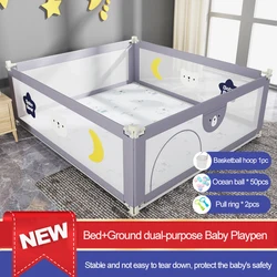 Parc pour bébé à double usage au sol de 180x200 cm barrière de lit barrière de protection latérale anti chute de sécurité pour les enfants de 0 à 6 ans 