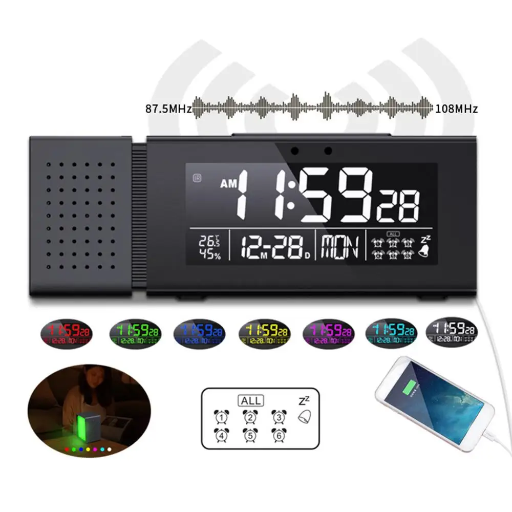 

Multifunctional Sound and Light Alarm Digital Alarm Clock Household Night Light Ir Human Body Induction Function Clock with Colo
