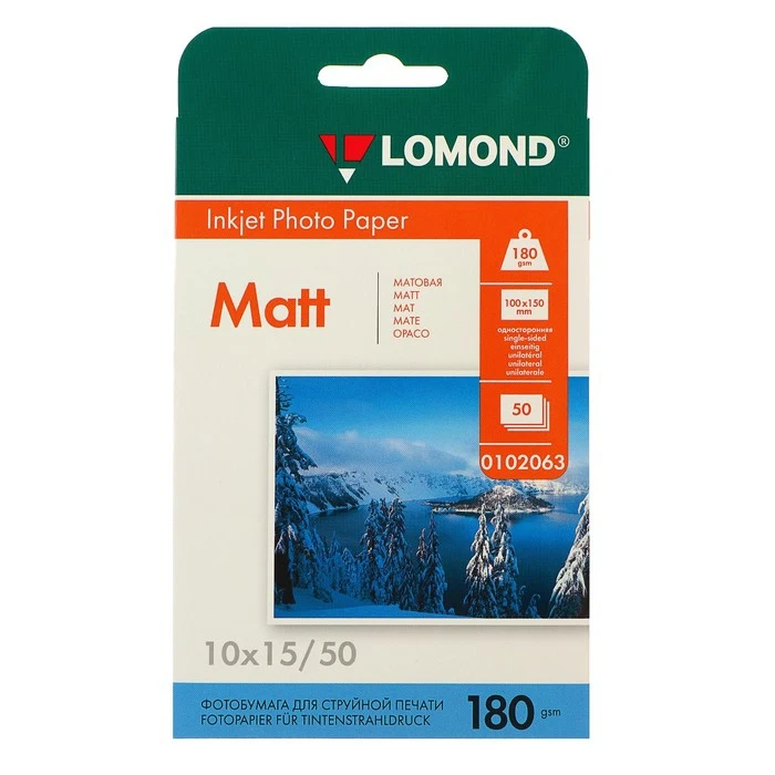 Фотобумага для струйной печати A6 (100x150) LOMOND 102063 180 г/м² 50 листов односторонняя