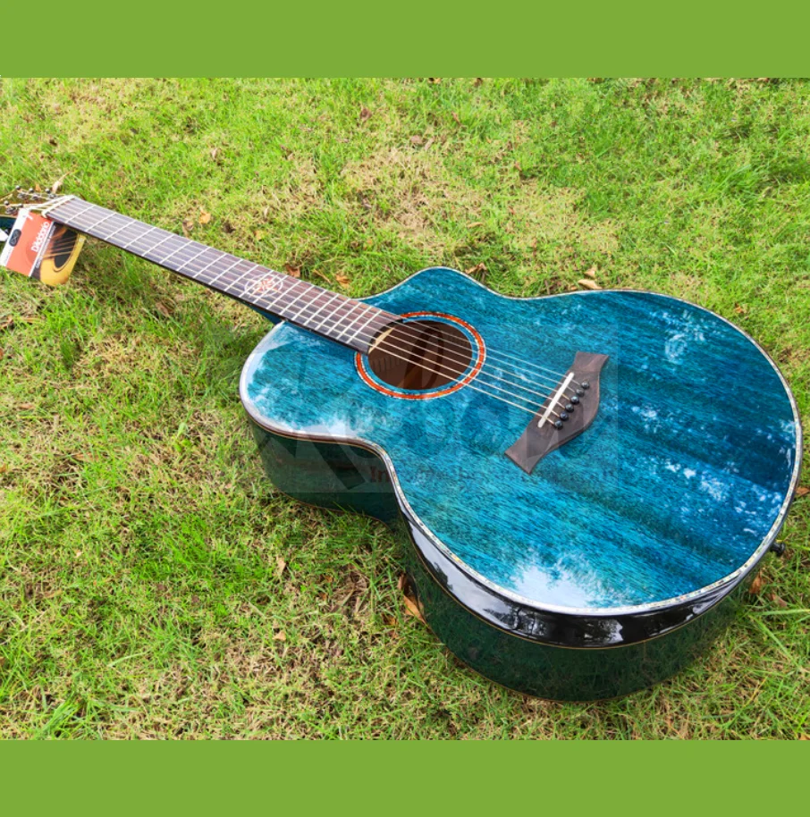 acústica sólida con reposabrazos, color azul, 41 tamaños| Guitarra| - AliExpress
