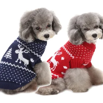 

Christmas Elk Print Pet Dog Clothes Pet Clothing Puppy High Collar Warm Clothes Outwear Sweater Small Medium Dogs Vest Shirt