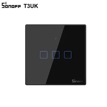 

SONOFF T3 UK Wifi Smart Switch Touch Screen Remote ON/OFF 1/2/3 gang 433Mhz RF/Voice/APP/Touch Control 86 Type Smart Home TX