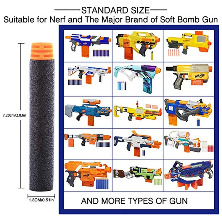 Toy Gun For Nerf Darts Soft Hollow Hole Head bullets 7.2cm Refill Darts Toy Bull 