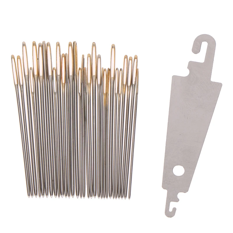30pcs 3.4cm/3.7cm/4.1cm Hand Sewing Needles Gold Eye Embroidery Cross Stitch Needles With Threaders Home DIY Sewing Accessories