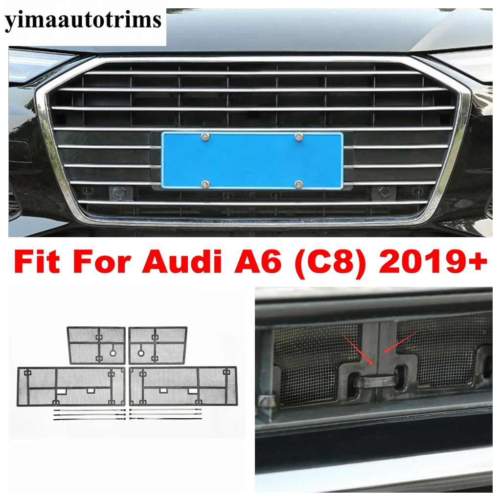 

Front Middle Grille Insert Net Insect Screening Mesh Protection Trim Fit For Audi A6 C8 2019 - 2022 Accessories Exterior Kit