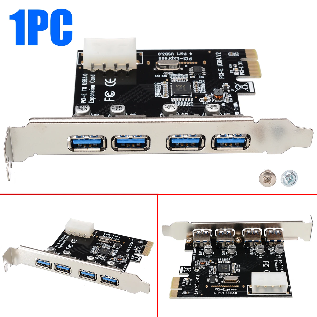 Для рабочего стола 1 комплект Профессиональный 4 порта PCI-E к USB 3,0 концентратор PCI Express карта расширения адаптер 5 Гбит/с скорость Pohiks