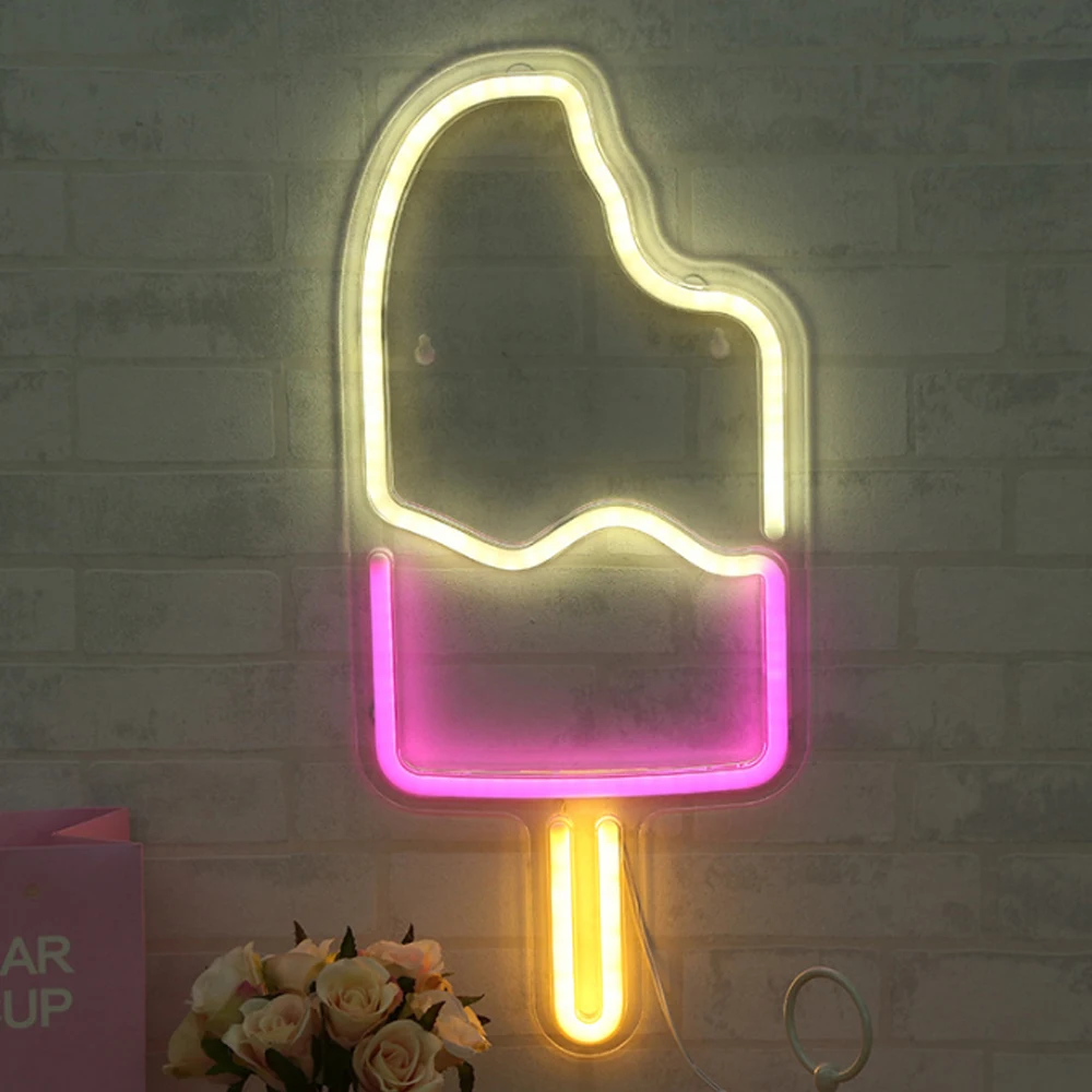 Colorful LED Neon Lamp USB Alpaca Dolphin Star Rainbow Cloud  Hustle Led Backplane Neon Light for Home Decoration Night Light 14