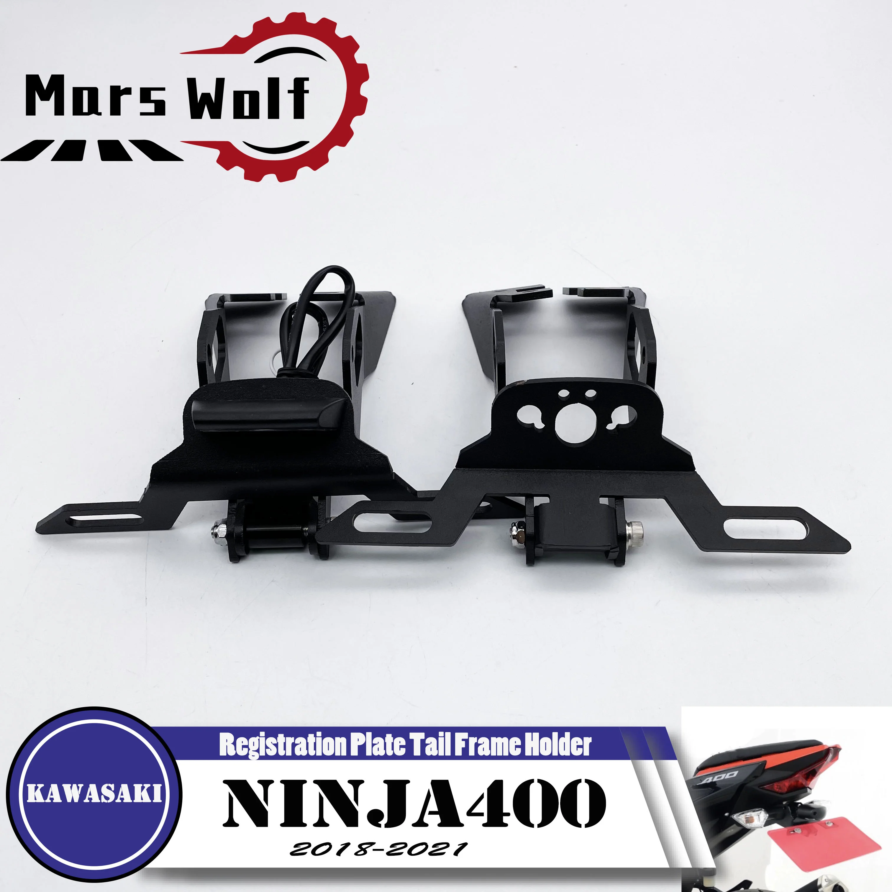 

Motorcycle Rear License Plate Registration Plate Tail Frame Holder Bracket Modified For KAWASAKI NINJA 400 2018-2021 ninja400