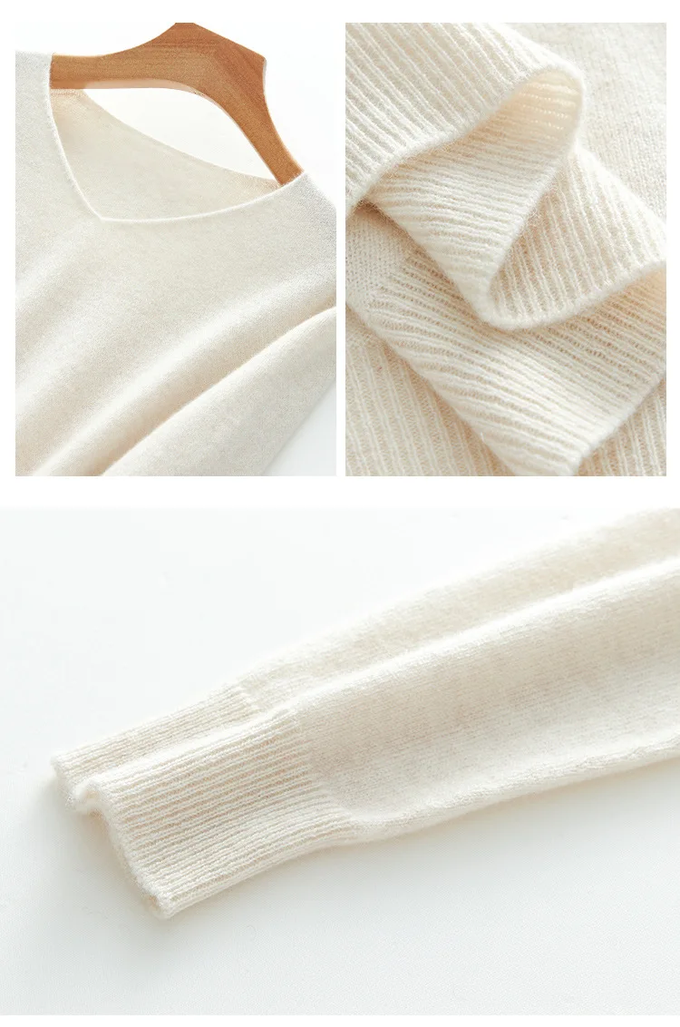 SuyaDream Women Sweaters High Quality 100%Cashmere Basic V neck Pullovers 2021 Fall Winter Simple Chic Knit Wear SuyaDream Women Sweaters High Quality 100%Cashmere Basic V neck Pullovers 2021 Fall Winter Simple Chic Knit Wear