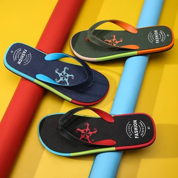 

Summer Korean Casual Slippers Breathable Non-slip Beach Sandals Slip On Flip Flops Comfort Home Shoes Soft Mens Beach Slippers