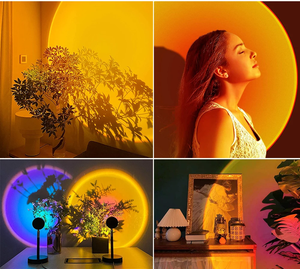 Sunset Projection Lamp,USB Port 180° Rotation LED Projector Lamp,For Bedroom  Selfie Atmosphere Creation led night light