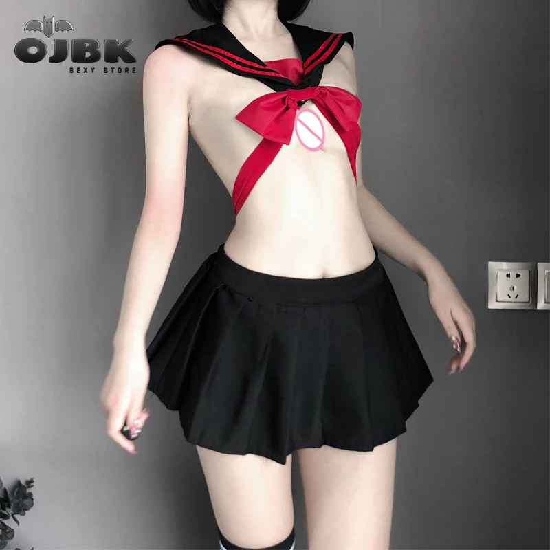 OJBK сексуальный костюм для молодых школьниц с открытой спиной костюмированной