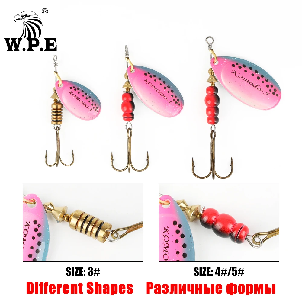 W.P.E Brand 1pcs Spinner Lure 6.5g/9.7g/13.4g Bass Fishing Bait Metal Spoon Lure Treble Hook Fishing Tackle Hard Lure CrankBaits