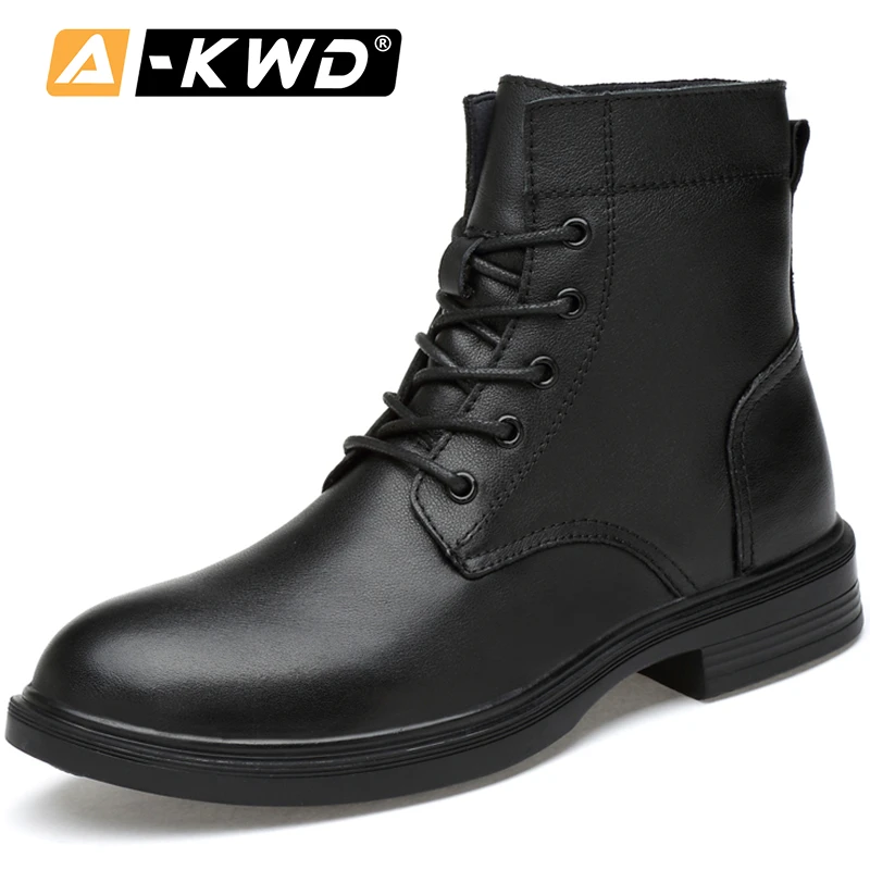 Zapatos de lujo para botas de Seguridad de cuero genuino negro, botas de piel para invierno, botines individuales, talla 37 50|Botas básicas| - AliExpress