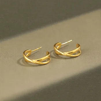 

Real 925 Sterling Silver Earrings 2020 Geometric Cross X Earrings For Women Gold Earrings серьги серебро 925 boucle d’oreille