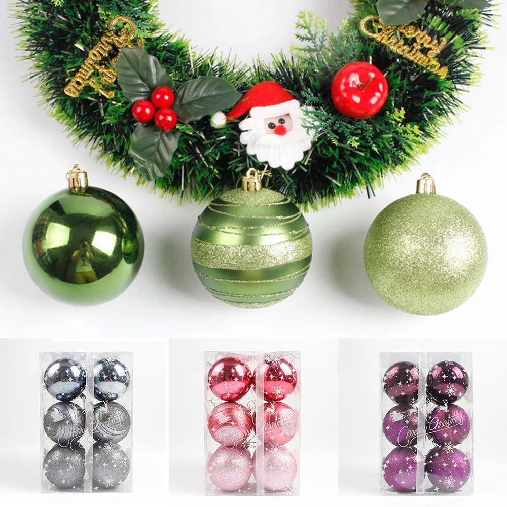 

12 Pcs Christmas Ball Pendant Decor 8 Cm PVC For Home Hotel Restaurant Navidad Kerst Decoration For Tree Hotel 2020 New Year