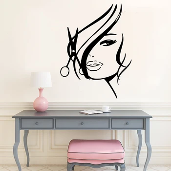 Kaufen Üppige Haar Salon Wand Kunst Aufkleber Für Barber Zimmer Vinyl Aufkleber Haarschnitt Wandbild Poster Wand Abziehbilder