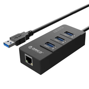 

ORICO HR01 USB Gigabit Ethernet Adapter 3 Ports USB 3.0 HUB to RJ45 Lan Network Card 1000Mbps for MacBook Pro Laptop
