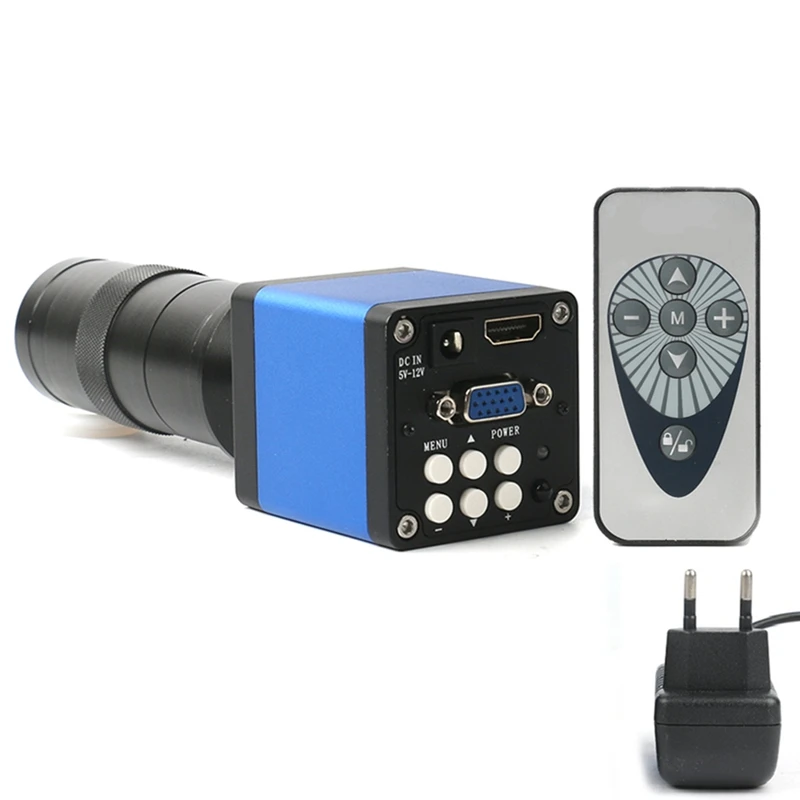 

14Mp 1080P Digital Video Hdmi Micro-scope Camera +130X C Mount Lens for Pcb Soldering Repair Dual Display Output(Eu Plug)