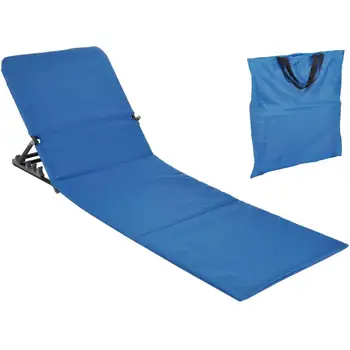 

Foldable Beach Mat with Backrest Blue Green Sun lounger Beach Lounger Mat Garden Loungers