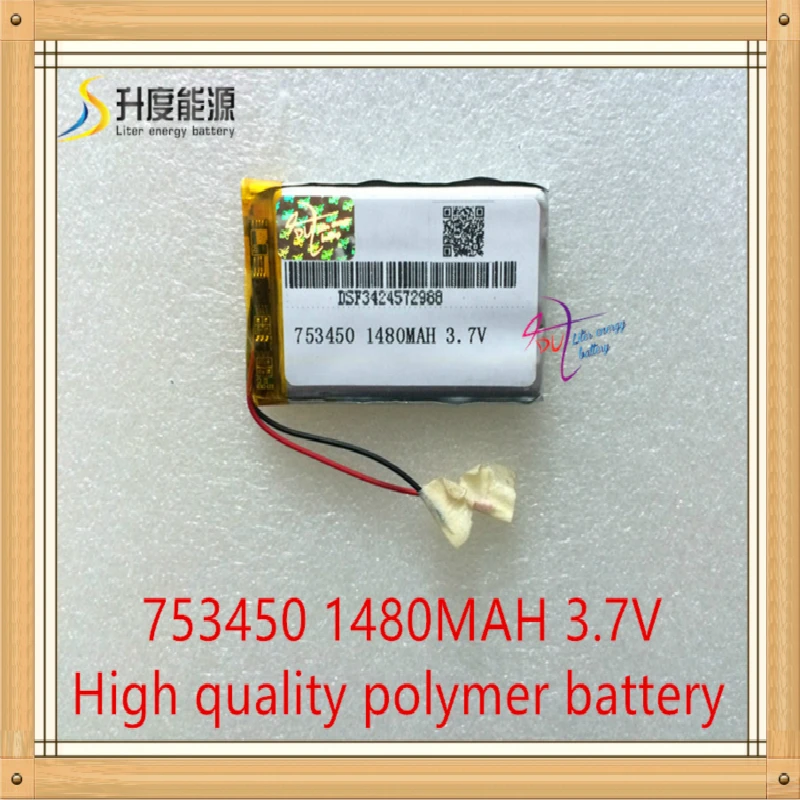 3.7V 1480mAH 753450 753550 ( polymer lithium ion / Li-ion battery )for model aircraft GPS mp3 mp4 cell phone speaker bluetooth |