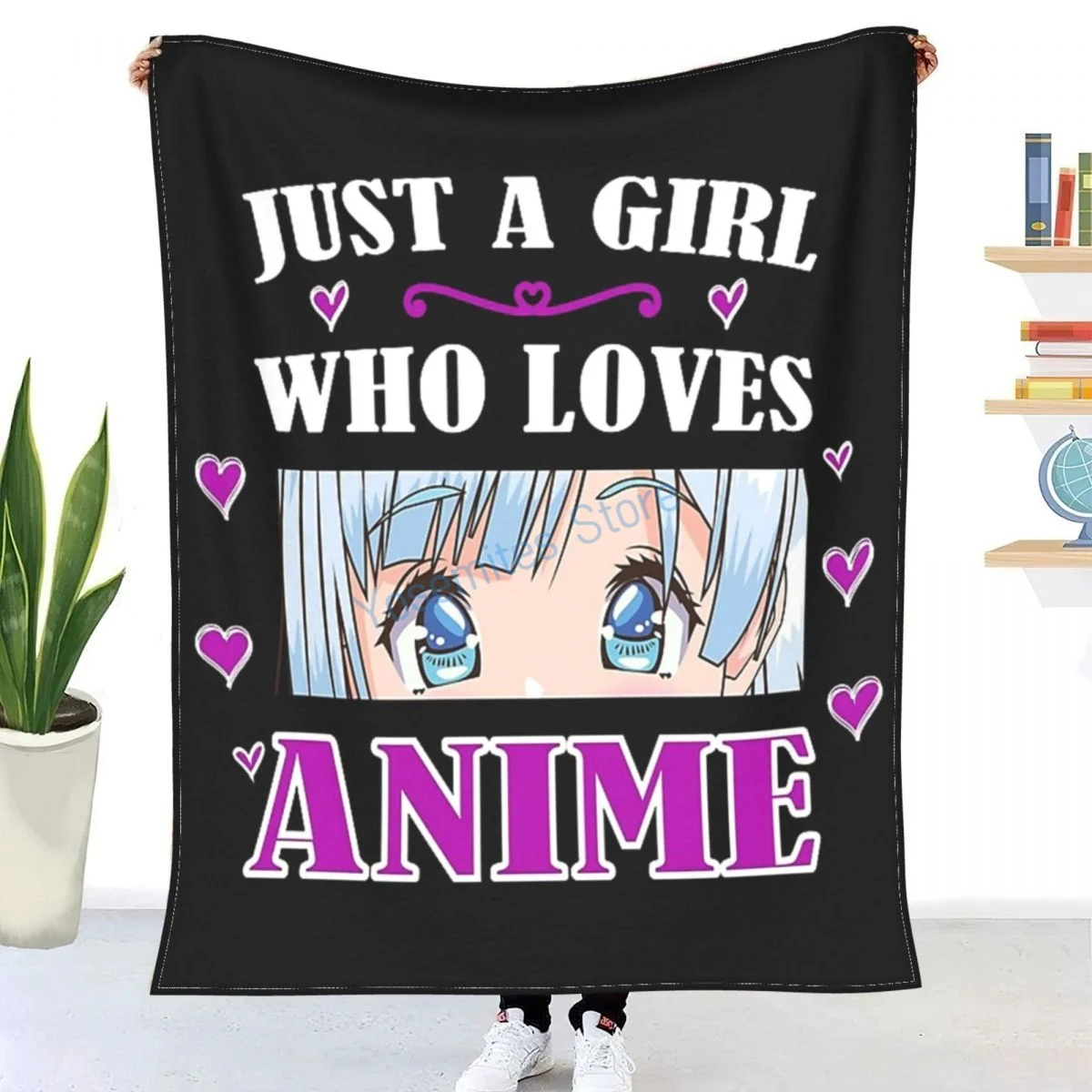 

Just A Girl Anime Manga Otaku Japan Throw Blanket Winter flannel bedspreads, bed sheets, blankets on cars and sofas, sofa covers