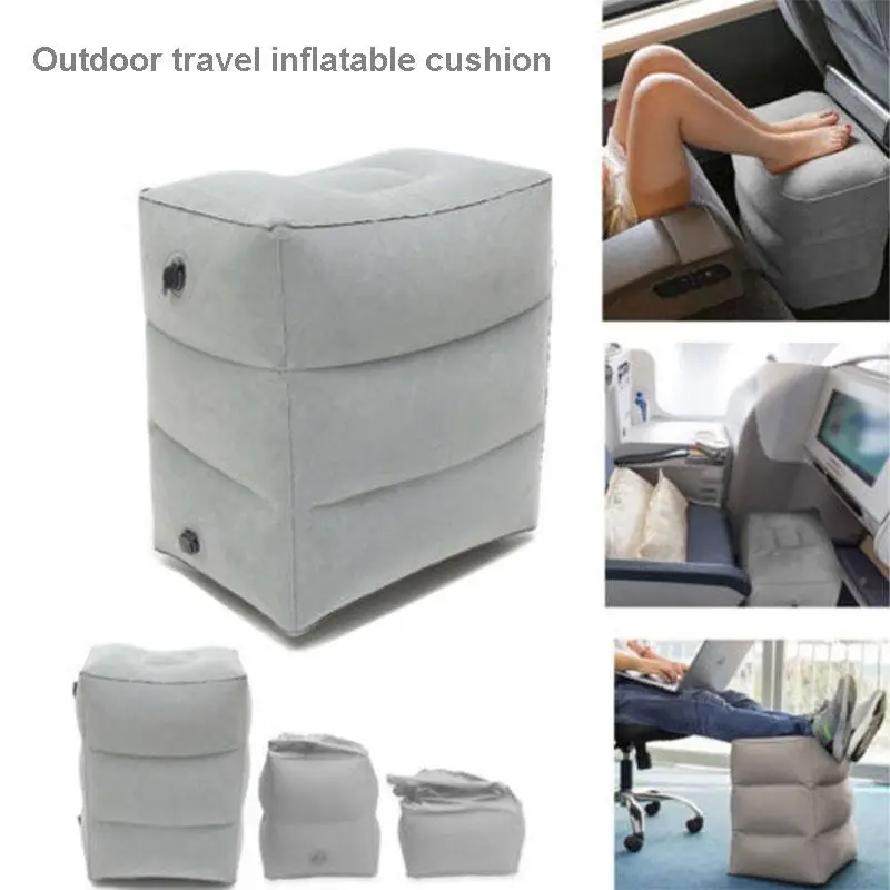 

Airplane Three Layers Foot-Rest Inflatable Foot Pad Gray Lightweight PVC Home Air Pad Folding Travel Office Recycling Outdoor
