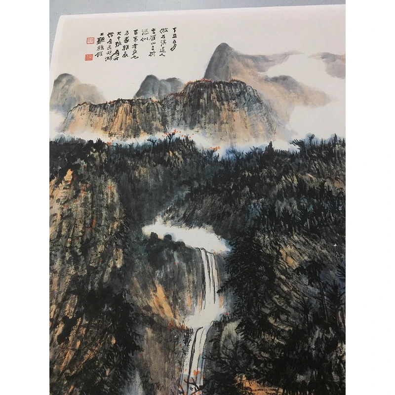 

Zhang Daqian Yanshan map Landscape Original Chinese Painting 50X112 cm Micro spray Retro Chinese modern masters 1:1 museum copy