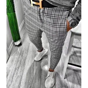 

2020 Men Vintage Plaid Suit Pants Formal Dress Pant Business Casual Slim Pantalon Classic Check Suit Trousers Wedding Party