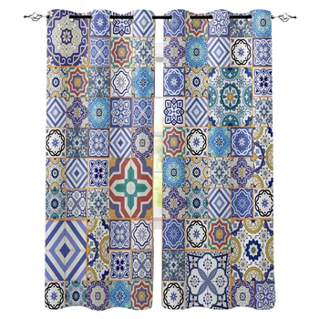 

Moroccan Tiles Colorful Arabesque Curtains for Windows Drapes Blinds Modern Printing Curtain For Living Room Bedroom Home Decor
