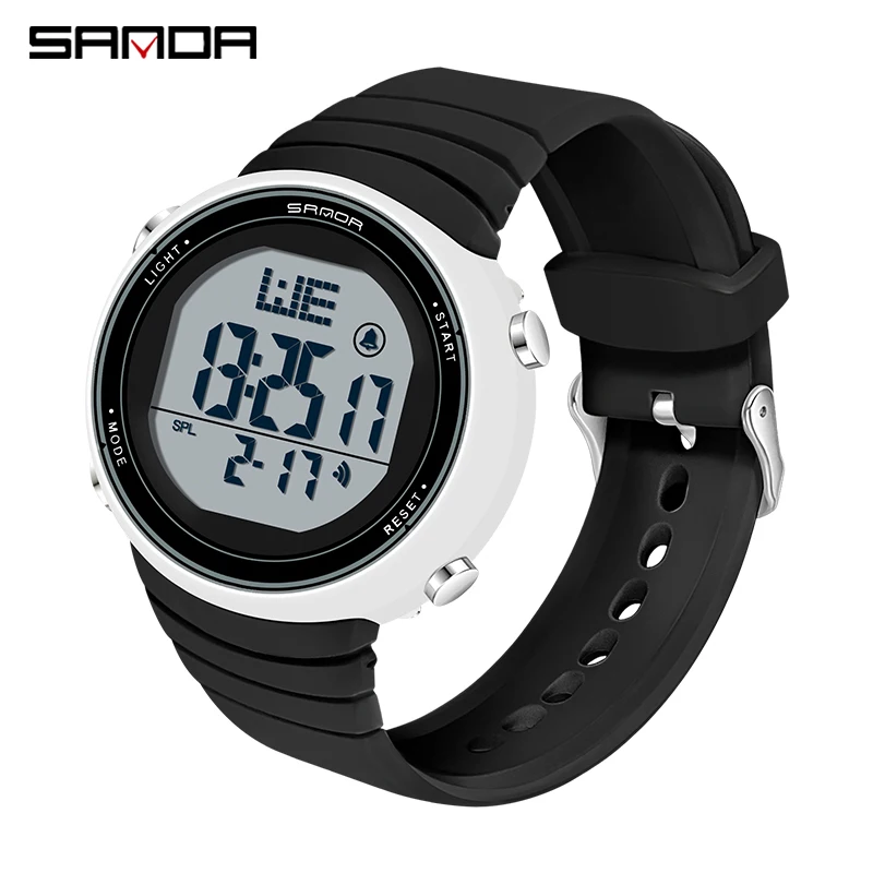 2021 SANDA New Fashion Trend Women Digital LED Sports Watch Multifunctional Waterproof Ladies Watch Silicone  Electronic watch 