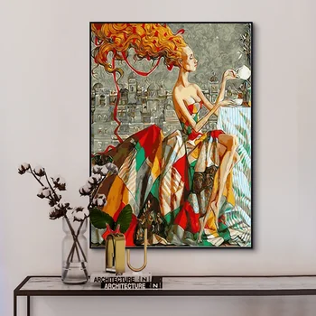 

Nordic Restoring Ancient Ways Style Portrait Canvas Painting Posters and Prints Cuadros Wall Art Picture for Living Room Decor