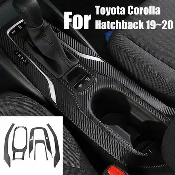 

5 Pcs Carbon Fibre Style Interior Decoration Gear Panel Water Cup Holder Cover Trim For Toyota Corolla Hatchback 2019~2020