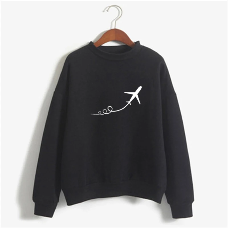 New 2020 Fashion long Sleeves Letter Printing Harajuku Girl Light Yellow Pullovers Tops O-neck Woman Round neck | Женская одежда