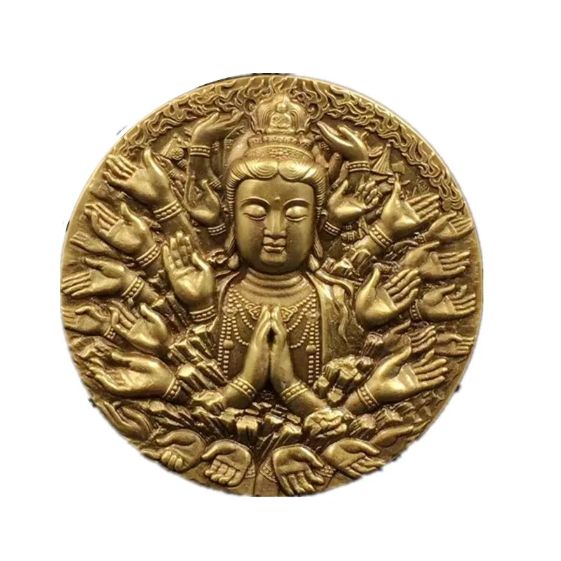 Бронзовая медаль Avalokitesvara Guanyin 60 мм Мятная китайская монета Shenyang